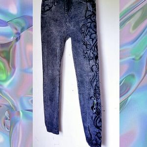 Size medium Jean print leggings custom tribal leg